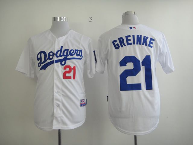 Men Los Angeles Dodgers 21 Greinke White MLB Jerseys